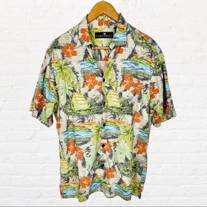 VINTAGE | Consensus Sportswear Beige Multicolor Combo Tropical Hawaiian Shirt